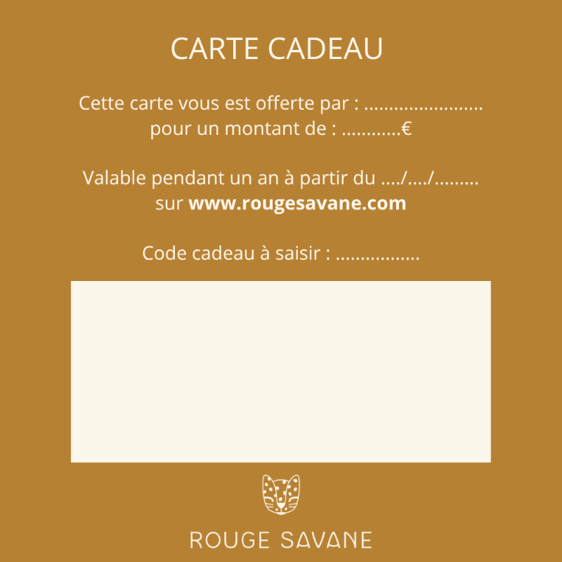 verso carte cadeau rouge savane